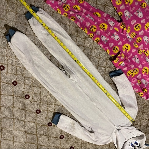 Girls Emoji Kids Hooded Blanket Sleeper Pajamas 2 Pieces Unicorn Yeti XS/8 - Picture 5 of 9